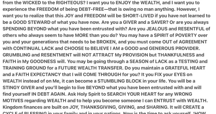 How will you handle Wealth? Prophecy by Diana Larkin.