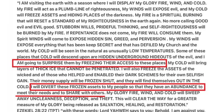 Wealth Transfer: Frozen Money Redirected to Believers